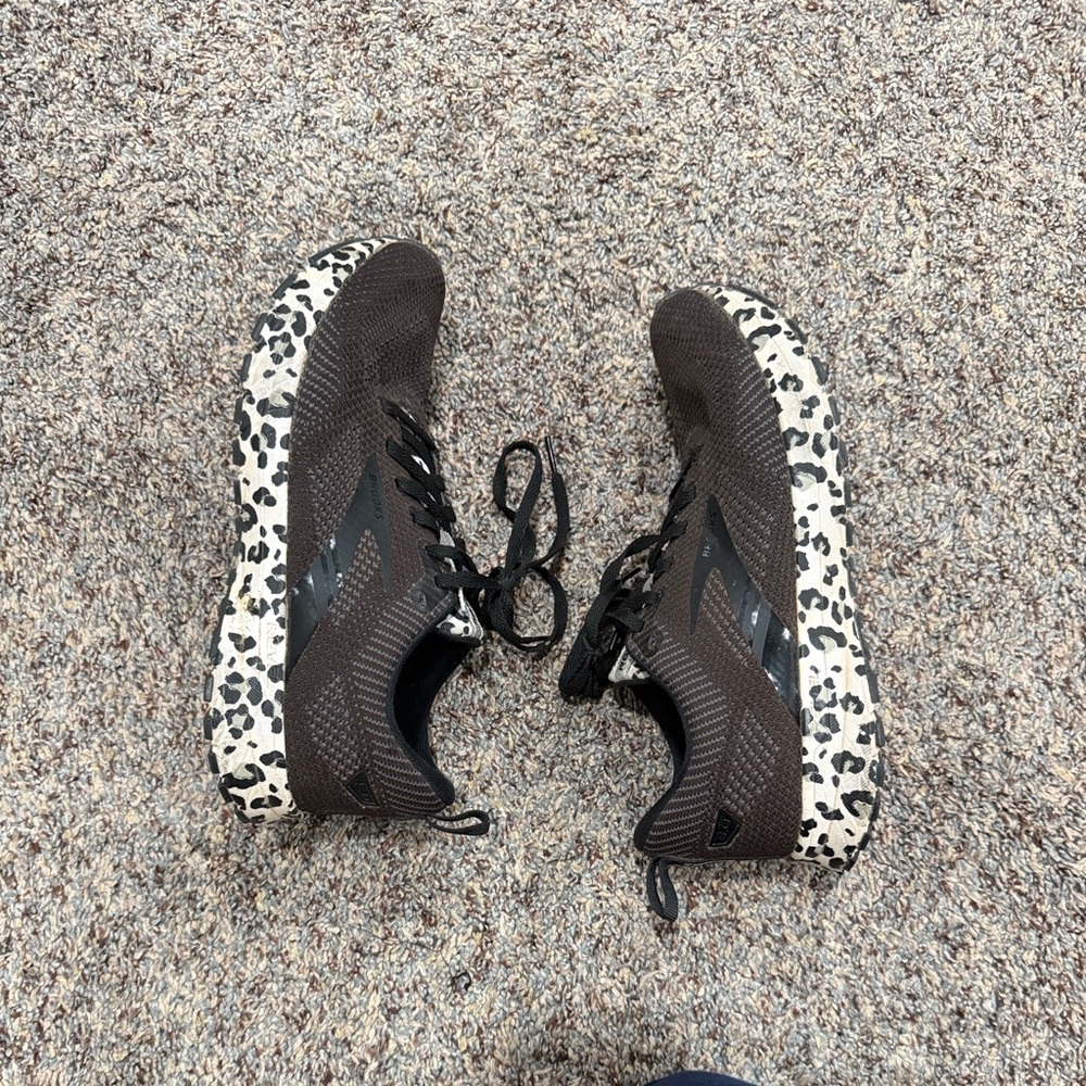 Brooks Women's Brown Sneakers with Leopard Print Sole